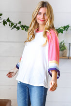 Load image into Gallery viewer, Pink Pointelle Color Block Wide Sleeve Pullover