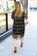 Load image into Gallery viewer, Feeling The Love Black & Gold Diamond Pattern Sequin Fringe Dress