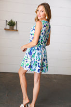 Load image into Gallery viewer, Lovely In Green & Blue Floral Sleeveless Surplice Romper