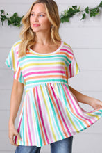 Load image into Gallery viewer, Lavender Rainbow Stripe Babydoll To