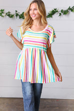 Load image into Gallery viewer, Lavender Rainbow Stripe Babydoll To