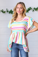 Load image into Gallery viewer, Lavender Rainbow Stripe Babydoll To
