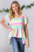 Load image into Gallery viewer, Lavender Rainbow Stripe Babydoll To