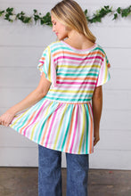 Load image into Gallery viewer, Lavender Rainbow Stripe Babydoll To