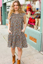 Load image into Gallery viewer, Feeling Bold Taupe Leopard Print Tiered Ruffle Sleeve Woven Dress