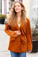 Load image into Gallery viewer, Holiday Stunner Rust Velvet Lapel Blazer