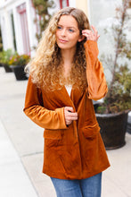 Load image into Gallery viewer, Holiday Stunner Rust Velvet Lapel Blazer