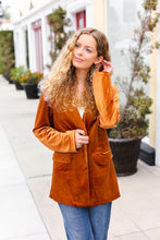 Load image into Gallery viewer, Holiday Stunner Rust Velvet Lapel Blazer