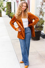 Load image into Gallery viewer, Holiday Stunner Rust Velvet Lapel Blazer