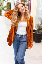 Load image into Gallery viewer, Holiday Stunner Rust Velvet Lapel Blazer