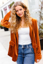 Load image into Gallery viewer, Holiday Stunner Rust Velvet Lapel Blazer