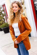Load image into Gallery viewer, Holiday Stunner Rust Velvet Lapel Blazer