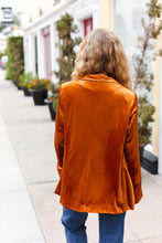 Load image into Gallery viewer, Holiday Stunner Rust Velvet Lapel Blazer