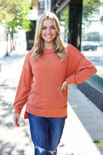Load image into Gallery viewer, Cozy Days Rust Mineral Wash Rib Knit Hoodie
