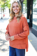 Load image into Gallery viewer, Cozy Days Rust Mineral Wash Rib Knit Hoodie