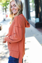 Load image into Gallery viewer, Cozy Days Rust Mineral Wash Rib Knit Hoodie