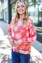 Load image into Gallery viewer, Feeling Femme Red Floral Brushed Hacci Sweater Top