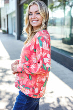 Load image into Gallery viewer, Feeling Femme Red Floral Brushed Hacci Sweater Top