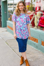 Load image into Gallery viewer, Feeling Femme' Sky Blue Multicolor Floral Tie Back Top