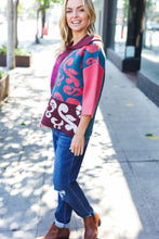 Load image into Gallery viewer, Feeling Your Best Wine Abstract Print Color Block Collar V Neck Sweater