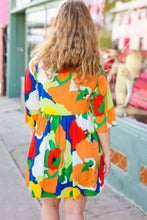 Load image into Gallery viewer, Bright Thoughts Green Floral Print V Neck Babydoll Dress