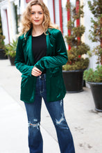 Load image into Gallery viewer, Dazzling Hunter Green Velvet Lapel Blazer