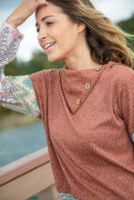 Load image into Gallery viewer, Two Tone Brush Hacci Ethnic Turtleneck Top
