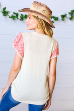 Load image into Gallery viewer, Coral & Sand Floral Short Flutter Sleeve Top