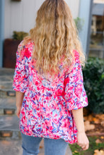 Load image into Gallery viewer, Feeling Femmi Pink & Fuchsia Floral Peplum Woven Top