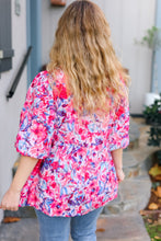 Load image into Gallery viewer, Feeling Femmi Pink & Fuchsia Floral Peplum Woven Top