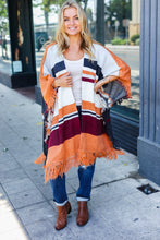 Load image into Gallery viewer, Follow Me Rust Multicolor Stripe Tassel Fringe Open Poncho