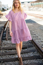 Load image into Gallery viewer, Red Ruffle Tiered Gingham Cotton Pocketed Dress