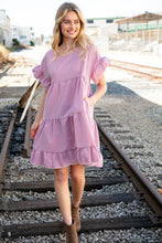 Load image into Gallery viewer, Red Ruffle Tiered Gingham Cotton Pocketed Dress