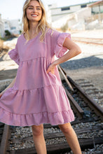 Load image into Gallery viewer, Red Ruffle Tiered Gingham Cotton Pocketed Dress