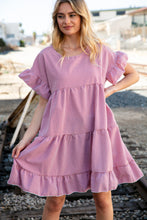 Load image into Gallery viewer, Red Ruffle Tiered Gingham Cotton Pocketed Dress