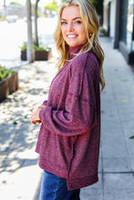 Load image into Gallery viewer, Weekend Ready Burgundy Brushed Mélange Mock Neck Sweater