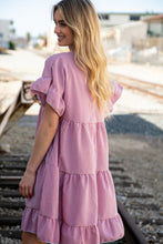 Load image into Gallery viewer, Red Ruffle Tiered Gingham Cotton Pocketed Dress