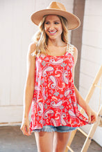 Load image into Gallery viewer, Coral Paisley Scallop Crochet Strap Tank Top