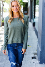 Load image into Gallery viewer, Olive Ribbed Dolman Cropped Sweater