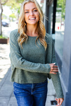 Load image into Gallery viewer, Olive Ribbed Dolman Cropped Sweater