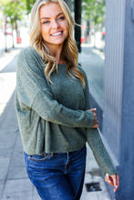 Load image into Gallery viewer, Olive Ribbed Dolman Cropped Sweater