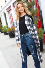 Load image into Gallery viewer, Get To Know You Black Buffalo Plaid Hacci Cardigan