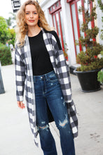 Load image into Gallery viewer, Get To Know You Black Buffalo Plaid Hacci Cardigan