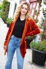 Load image into Gallery viewer, Dazzling Rust Velvet Button Down Tunic Top