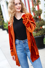 Load image into Gallery viewer, Dazzling Rust Velvet Button Down Tunic Top