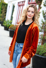 Load image into Gallery viewer, Dazzling Rust Velvet Button Down Tunic Top