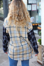 Load image into Gallery viewer, Navy & Beige Cotton Plaid Hi-Lo Shirt Top