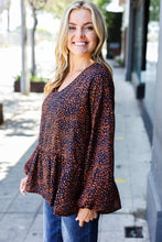 Load image into Gallery viewer, Navy & Rust Leopard Woven Babydoll Top