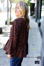 Load image into Gallery viewer, Navy & Rust Leopard Woven Babydoll Top