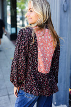 Load image into Gallery viewer, Black Floral Beaded Tie Peasant Woven Blouse